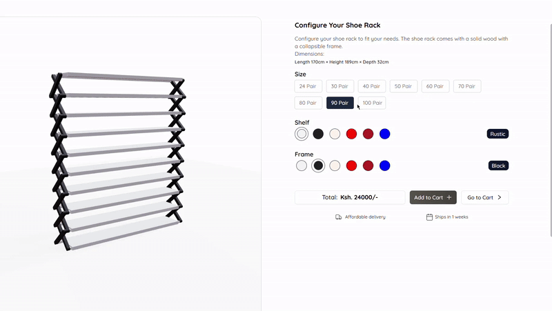 Zitenge Shoe Rack Configurator Demo